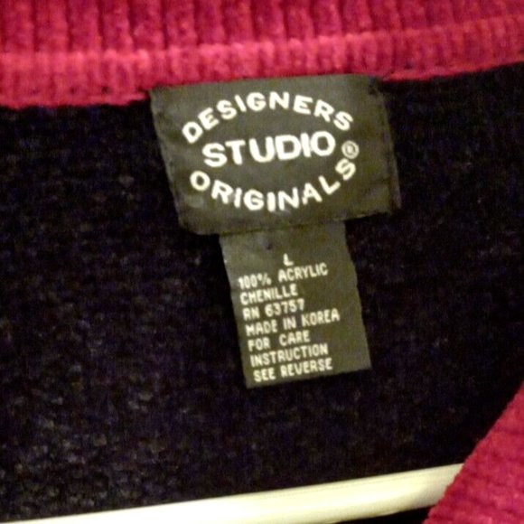 Designers Studio Originals Sweater L Womens Regular Size Full Zip red & black - Picture 3 of 4